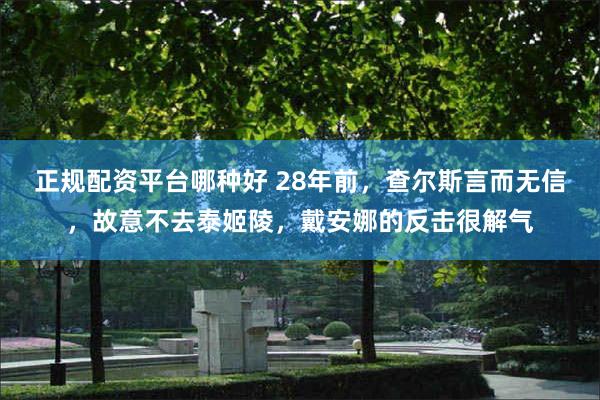 正规配资平台哪种好 28年前，查尔斯言而无信，故意不去泰姬陵，戴安娜的反击很解气