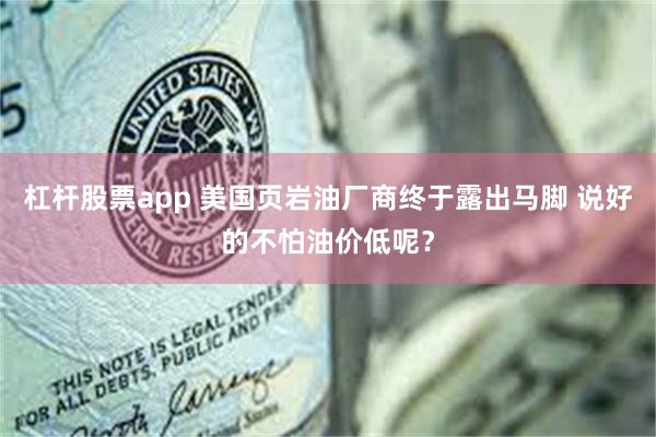 杠杆股票app 美国页岩油厂商终于露出马脚 说好的不怕油价低呢？